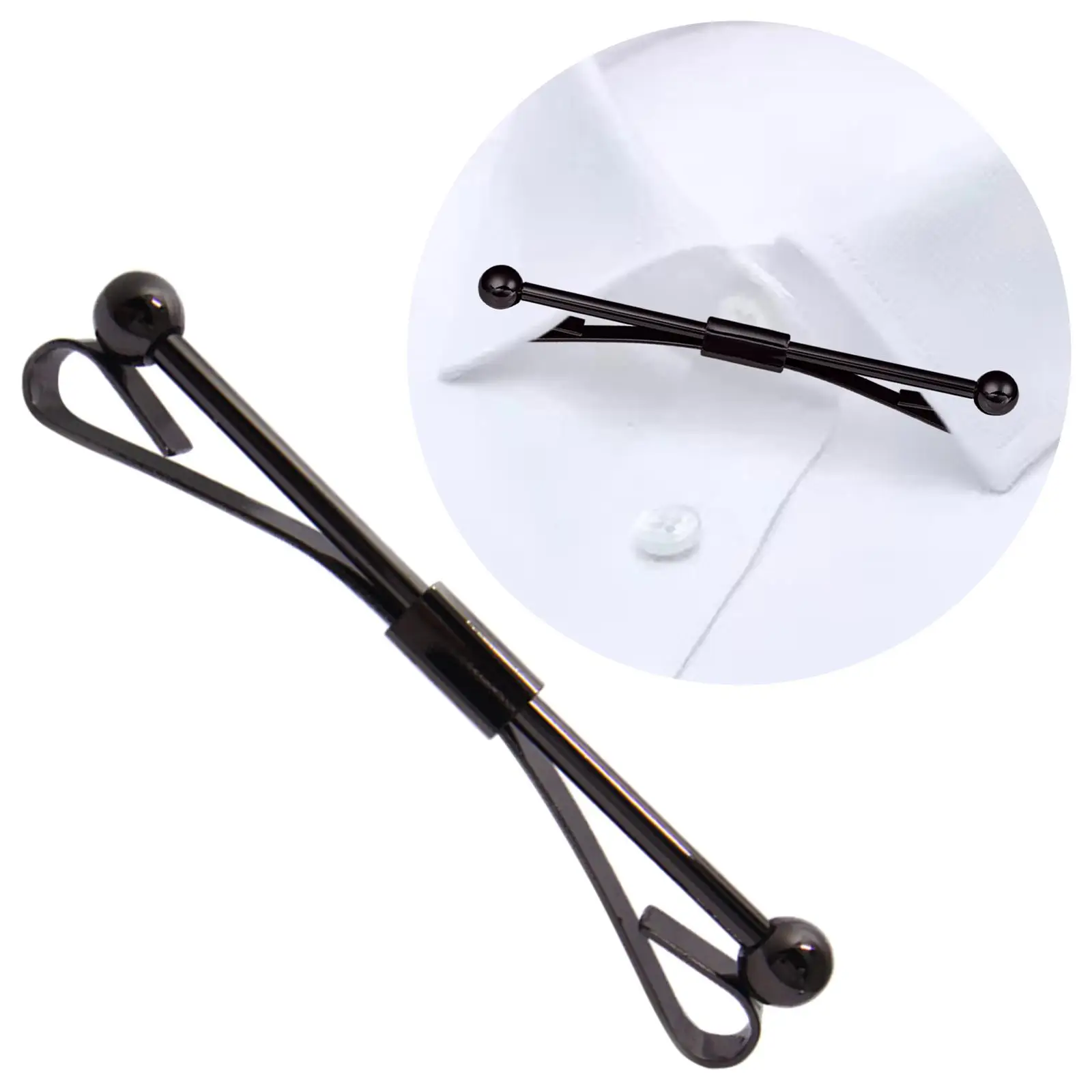 Men\'s Tie Clips Tie Collar Bar Pin Cravat Pin Black Shirt Collar Clip for Gentlemen Shirt Suit Necktie Wedding Business