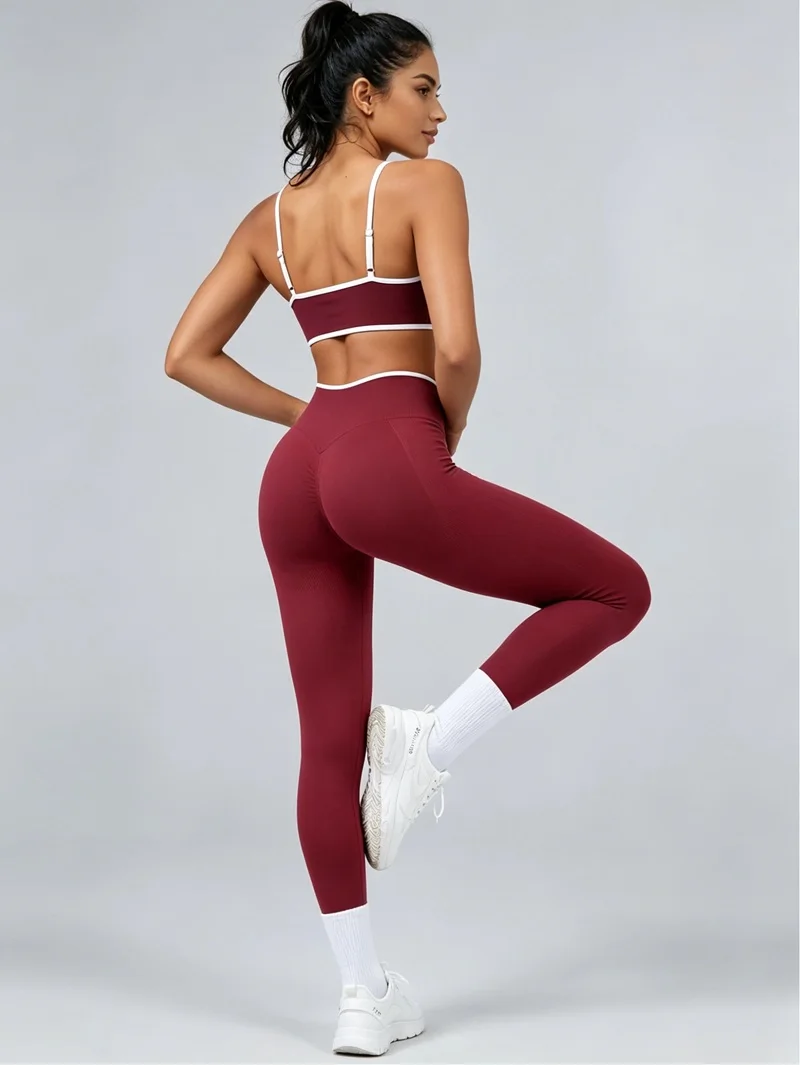 Fitness Leggings Matching Set Seamless Sports Bra and High Waist Leggings Sets Tummy Control Butt Lifting Women Yoga Sportswear