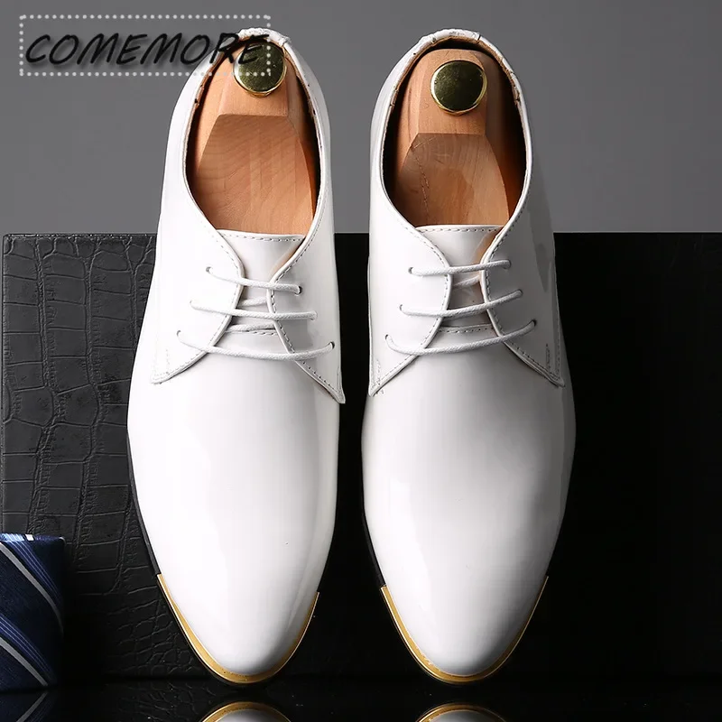 Formal Shoes Men Classic Patent Leather PU Wedding Shoes Men\'s Office Men Dress Pointed Toe Fashion Business Large Size Non-slip