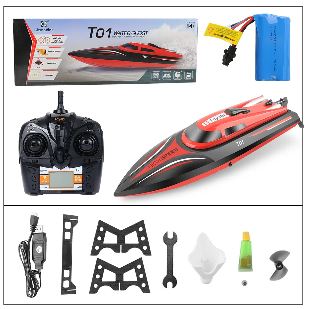 TKKJ 4CH RC Boat H101 2.4G High Speed Remote Control Electric Racing Boat 180 Degree Flip Speed Boats Model Toy for Kids 28KM/H