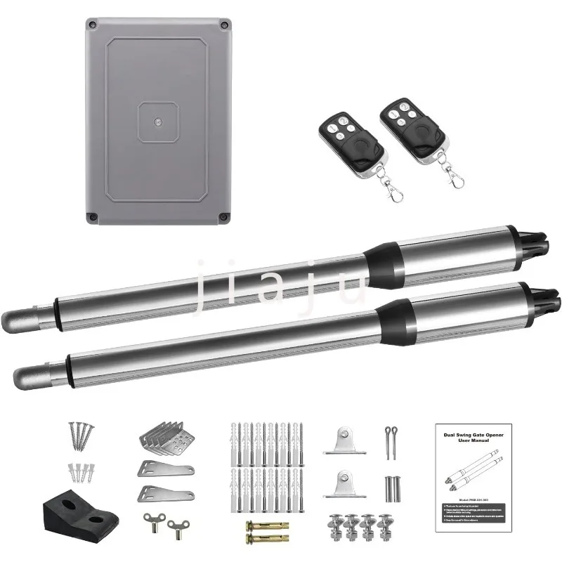 Abridor de puerta automático, Kit completo remoto para portón oscilante hasta 440LB por brazo, Motor de portón de 40W、