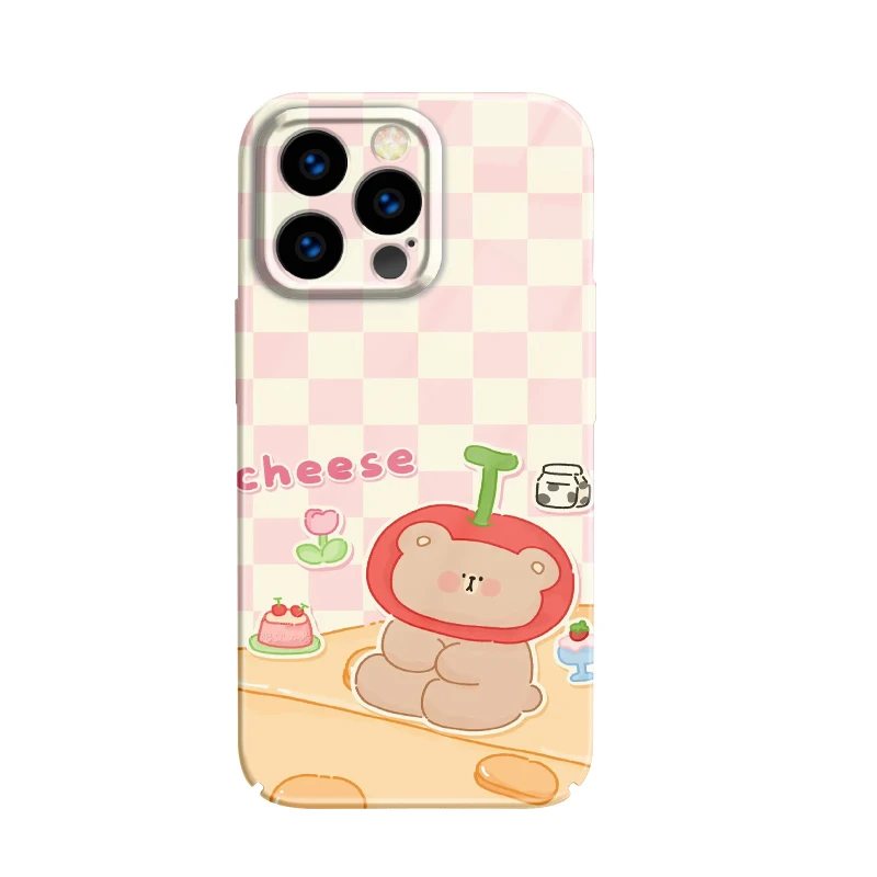 cute luxury phone case para aesthetic For iPhone 15 12 13 11 14 X XS XR Pro Max Cute Cartoon Acrylic Hard Mobile Phone Cases