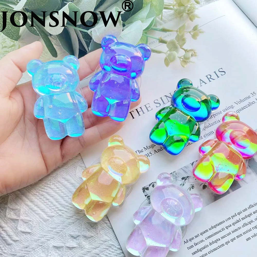 Universal Phone Bracket Bear Crystal Bubbles Laser Expand Grip Finger Ring Holder for iPhone Samsung Huawei Phone Holder Stand