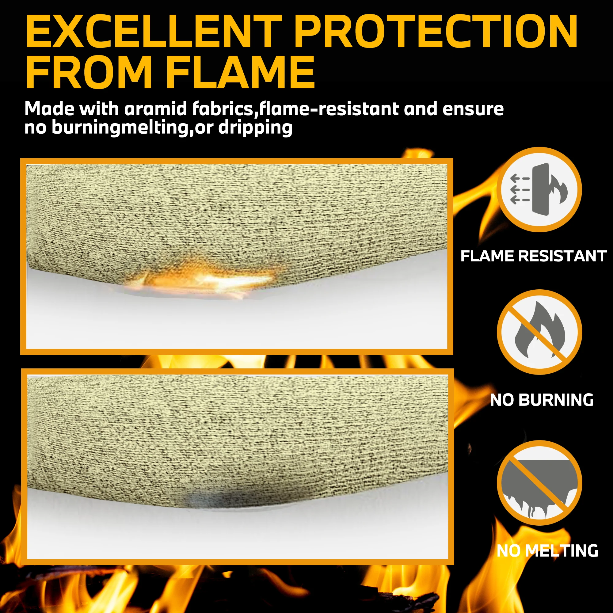 1 pair, anti-cut and flame-proof Kevlar Sleeves with Thumb Hole, glove clip, made with durable aramid fibers for protection