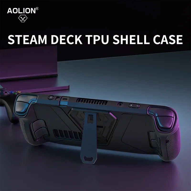 2023 Protective Case Cover for Steam Deck with Kickstand TPU Shockproof Case Cover Tempered Film with Rocker Caps for Steam Deck