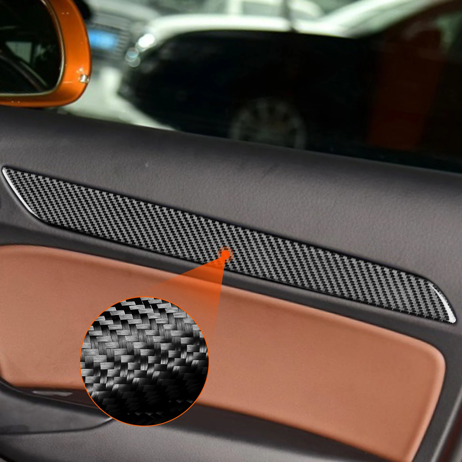 

For Audi Q3 2015—2018 Car Accessories Carbon Fiebr Front And Rear Door Panel Steips Interior Cover Trim Modification Sticker
