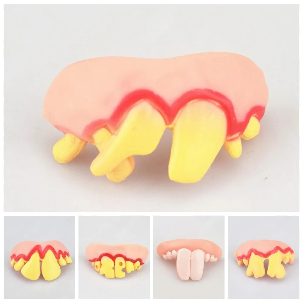 Denture Gags Funny Dentures Shocker Rubber Fake Denture Teeth Trick Toy Scary Ugly Teeth Halloween Decor Prop