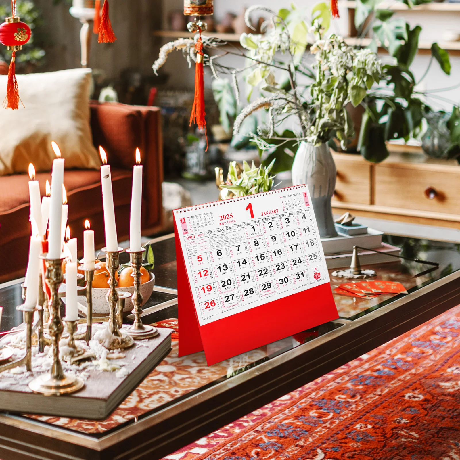 

2025 Year of The Snake Chinese New Year Wall Calendar Traditional Lunar Decor Elegant Design Home Office Chinese Calendar