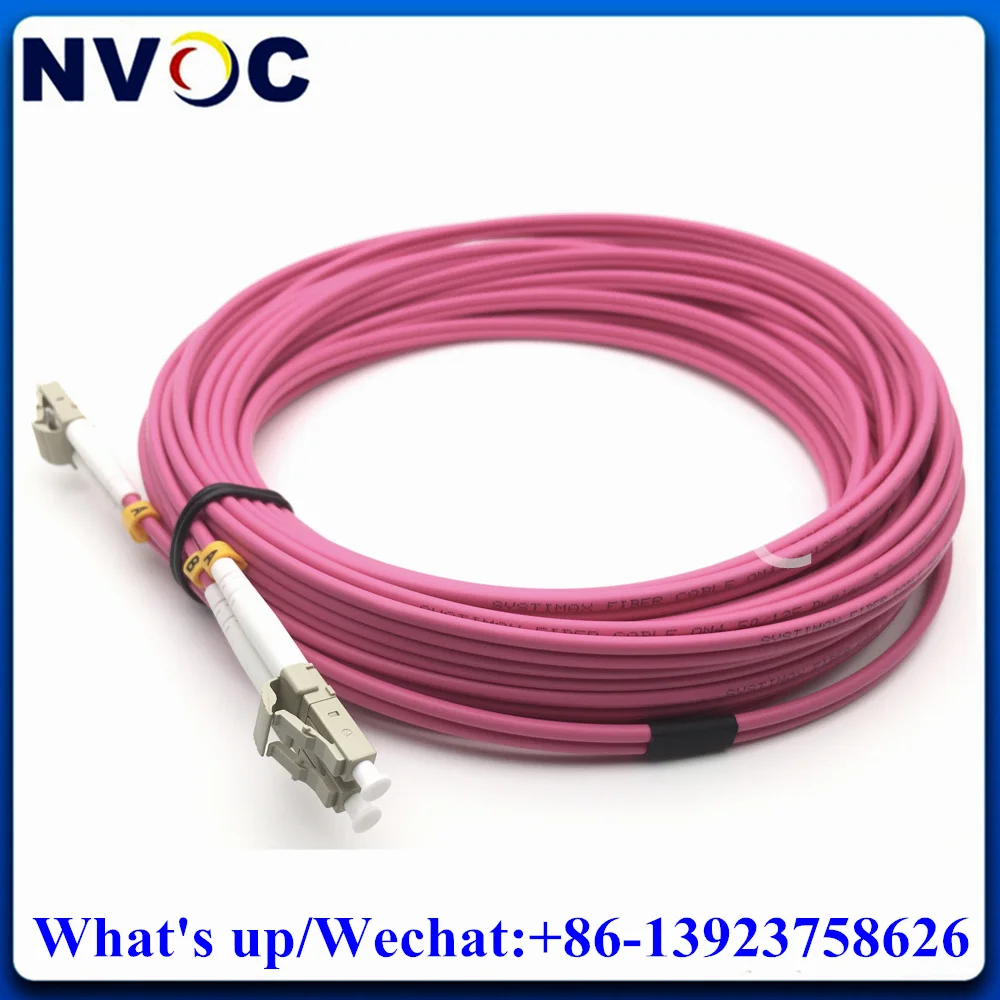 Imagem -06 - Medidor mm Om4 dx 3.0 mm Lszh Jaqueta Rosa Lc-lcupc Cabo de Remendo de Fibra Óptica Zip-cord Lc-st fc sc Duplex mm 10m Cabo de Ligação em Ponte 10 Peças 10