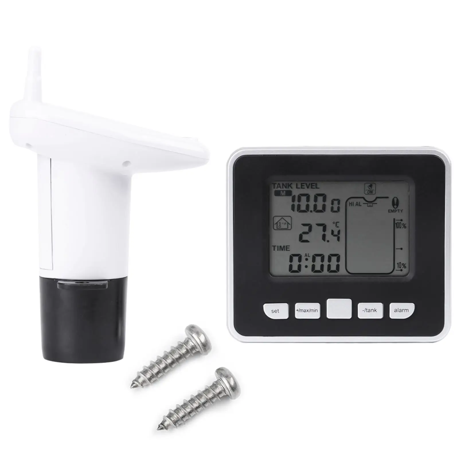 Ultrasonic Water Level Meter with Temperature Display & Alarm | Liquid Depth Sensor Transmitter