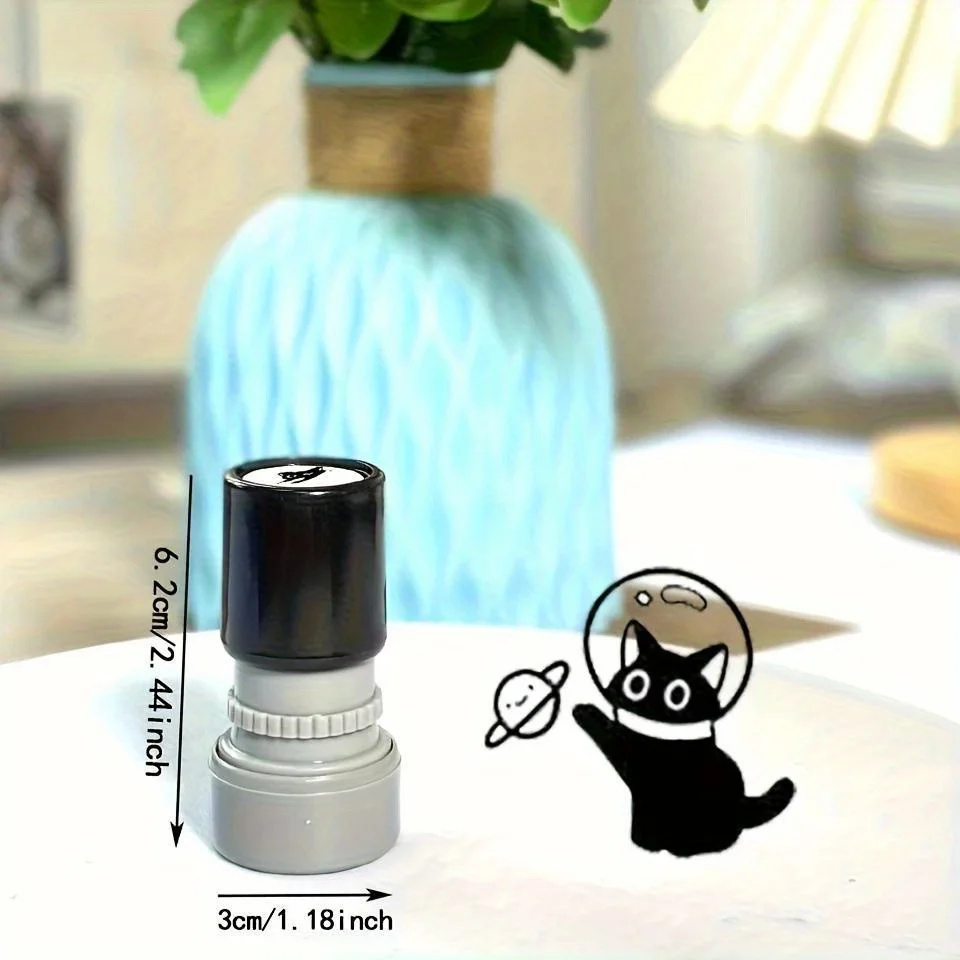 1pc Styles Cute Black Cat Stamps - Adorable Kitten with Hat, Cat in Hat, and More-Durable Plastic Ink for Labels,Envelopes,gifts