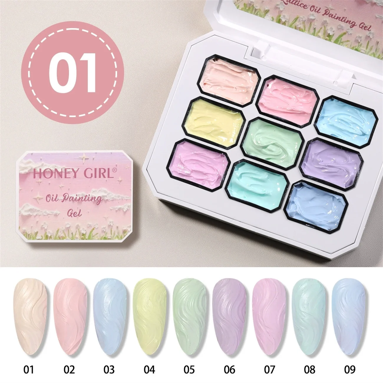 1 Stück Einfarbiges Nagellack-Gel 9-Farben-Set Hochpigmentiertes Dickflüssiges Farbverlauf-Gel für Nagelkunst 3D DIY – Detail 4
