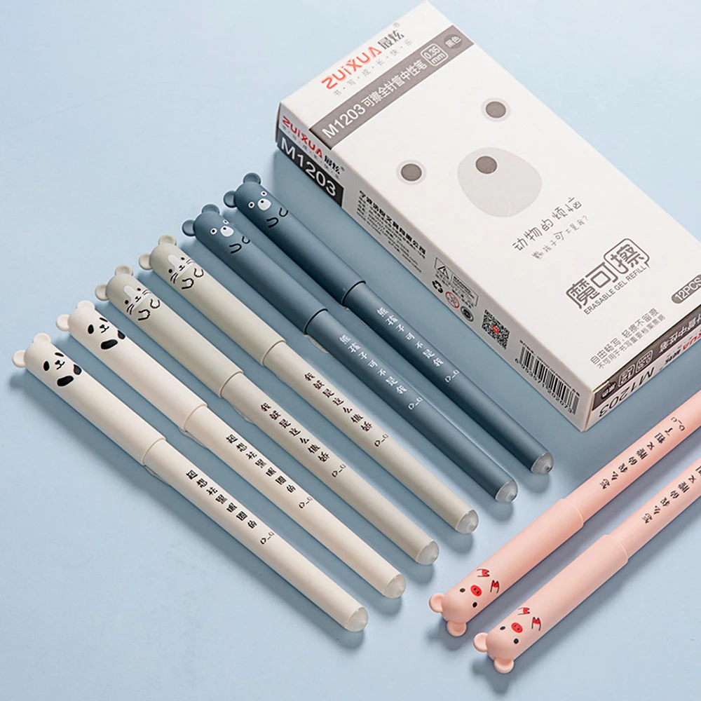 4/50 Stück/Set Kawaii Schwein Bär Katze Maus lösch bar Gel Stift Schule Bürobedarf Briefpapier Geschenk 0,35mm blau schwarz Tinte – Detail 2