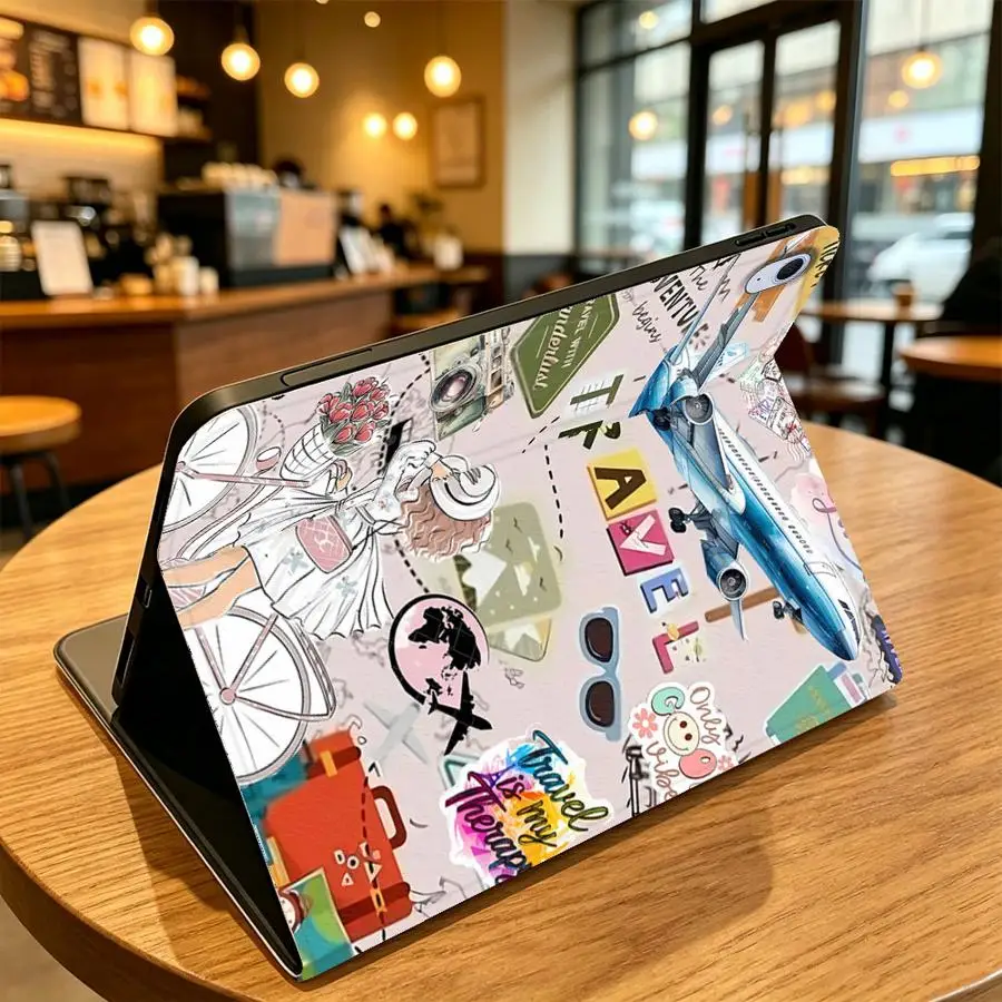 Airplane Travel Art Collage Case for Samsung Galaxy Tab A8 S7 S8+ A11 A9Plus S9+ S10 Lite S10FE S11 S9 FE A7 Lite S10 Plus with