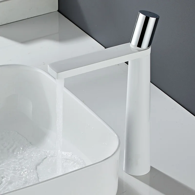 

Solid Brass Bathroom Sink Faucet Hot and Cold Single Tall&short High Lavatory Vanity Basin Mixer Tap Modern Vessel Sink