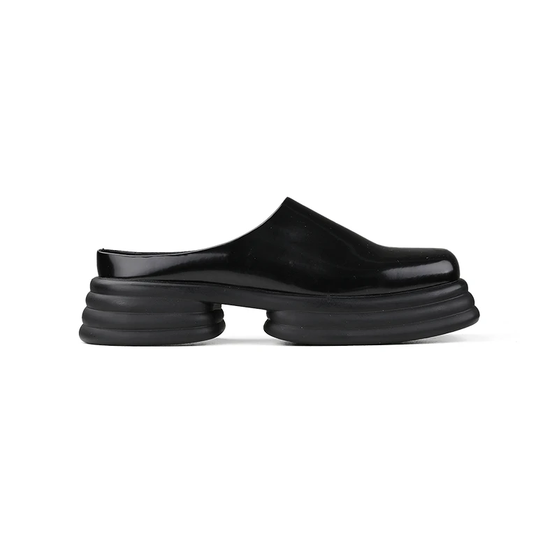 Men\'s Modern Half Slippers Trendy Simple Square Toe Casual Mules Leisure Man Outdoor Slides