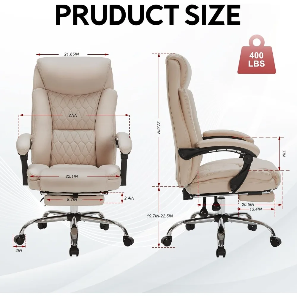 

Reclining Executive Office Chair with Foot Rest, Big and Tall Ergonomic Office Chair, Home Office Desk Chairs for Heavy People