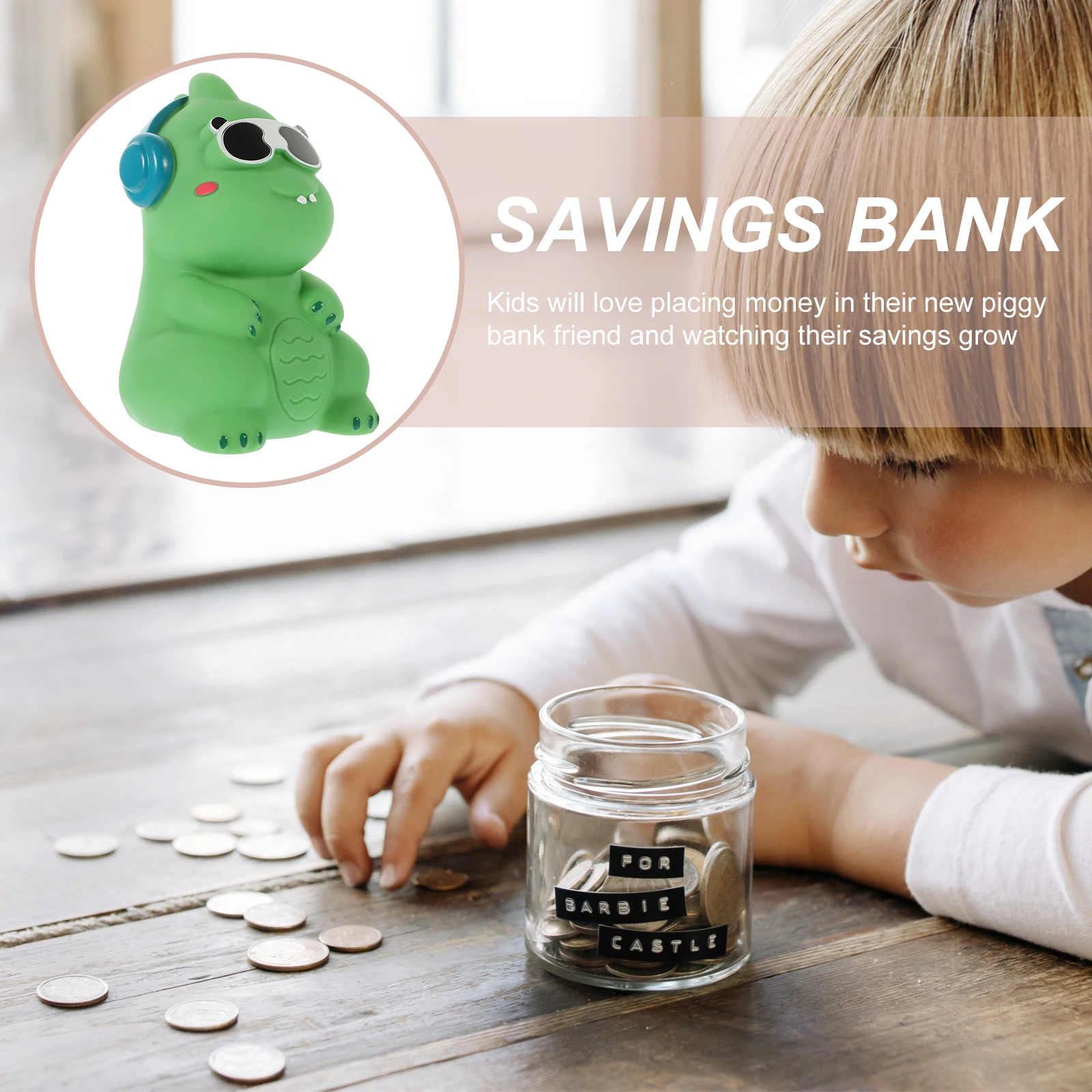 

Music Dinosaur Piggy Bank Unbreakable Vinyl Coin Jar Dinosaur Shaped Money Pot Home Decor Bedroom Living Room Saving Container
