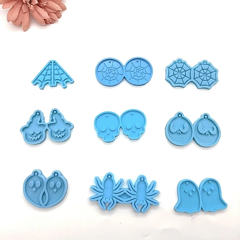 Moule en Silicone pour boucles d'oreilles, crâne d'araignée, pendentif en résine pour à artisanat bricolage