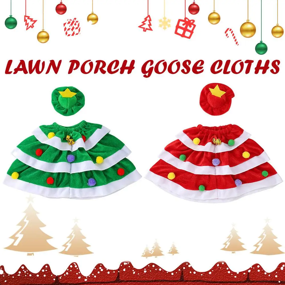 

Porch Goose Christmas Tree Clothes Hat Shawl Bell Festival Festive Garden Dressup Clothes Atmosphere Decoration Deco Goose X8I7