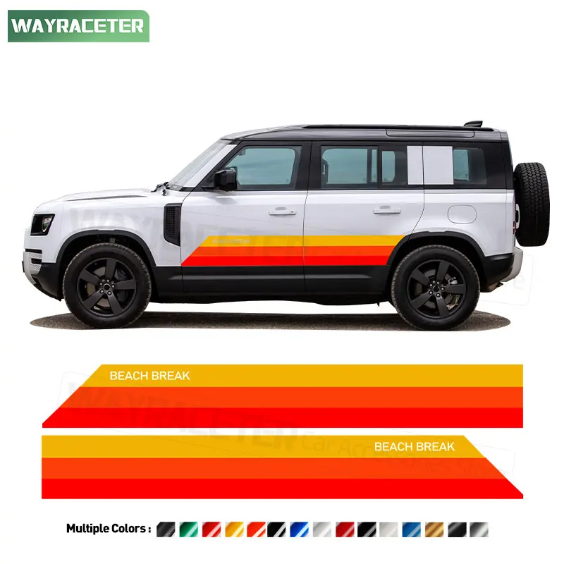 

Edition Beach Break Door Side Stripes Sticker Carbon Fiber Vinyl Decal For Land Rover Defender 110 L663 2020 + 2024 Accessories