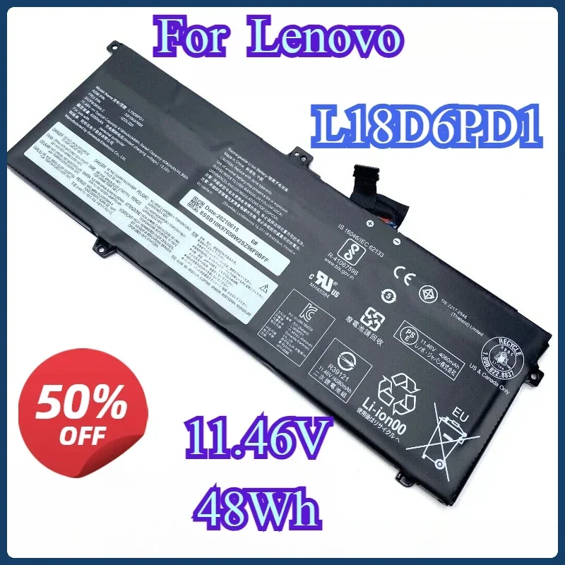

New L18D6PD1 Laptop Battery For Lenovo ThinkPad X13 Yoga X390 X395 L18M6PD1 L18L6PD1 L18C6PD2 02DL017 02DL019 02DL018 L18C6PD1