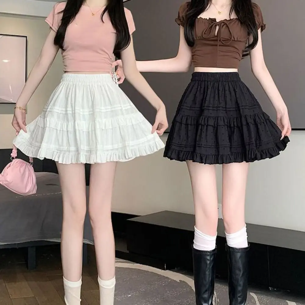 

Sweet Dots Shorts Mini Skirt Short Tiered High Waist Cake Skirt A-line Dress Pleated Cake Skirt School