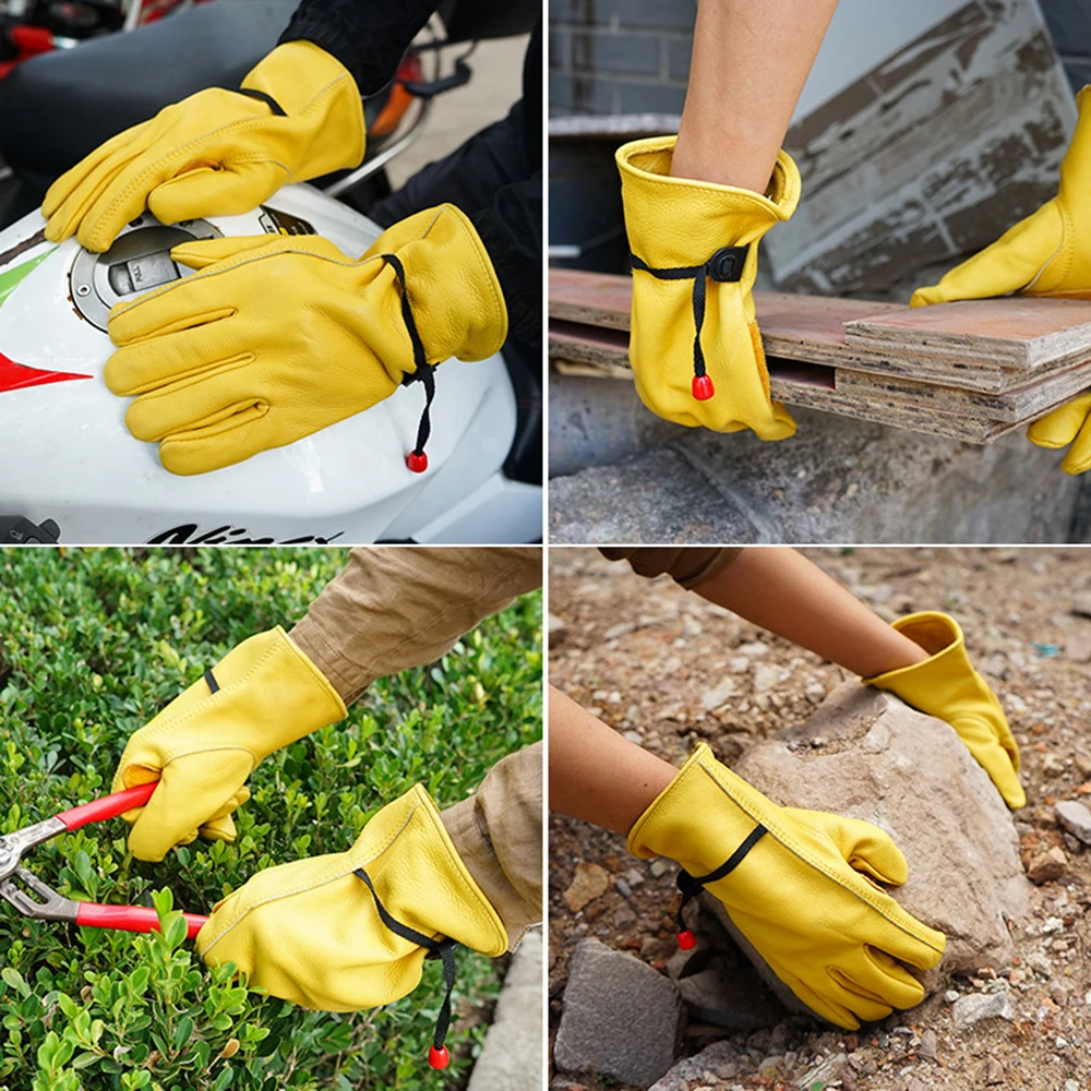 2Pcs/1 Pair Yellow Cowhide Gloves Soft Sensitive Gloves Finger Guards for TIG Welding TIG Glove Bike Accessoris