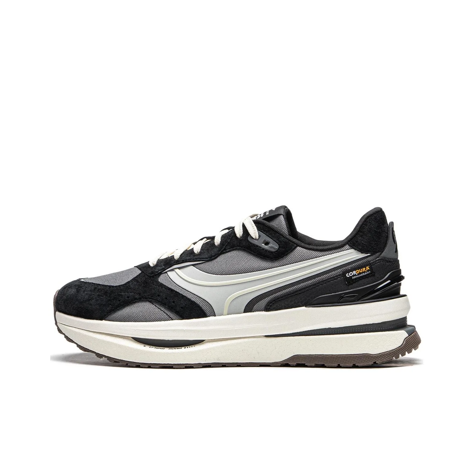 Li Ning Zhongning M1000 Pig Split Leather Low top Casual Shoes Unisex Black Gray AGCU165-1