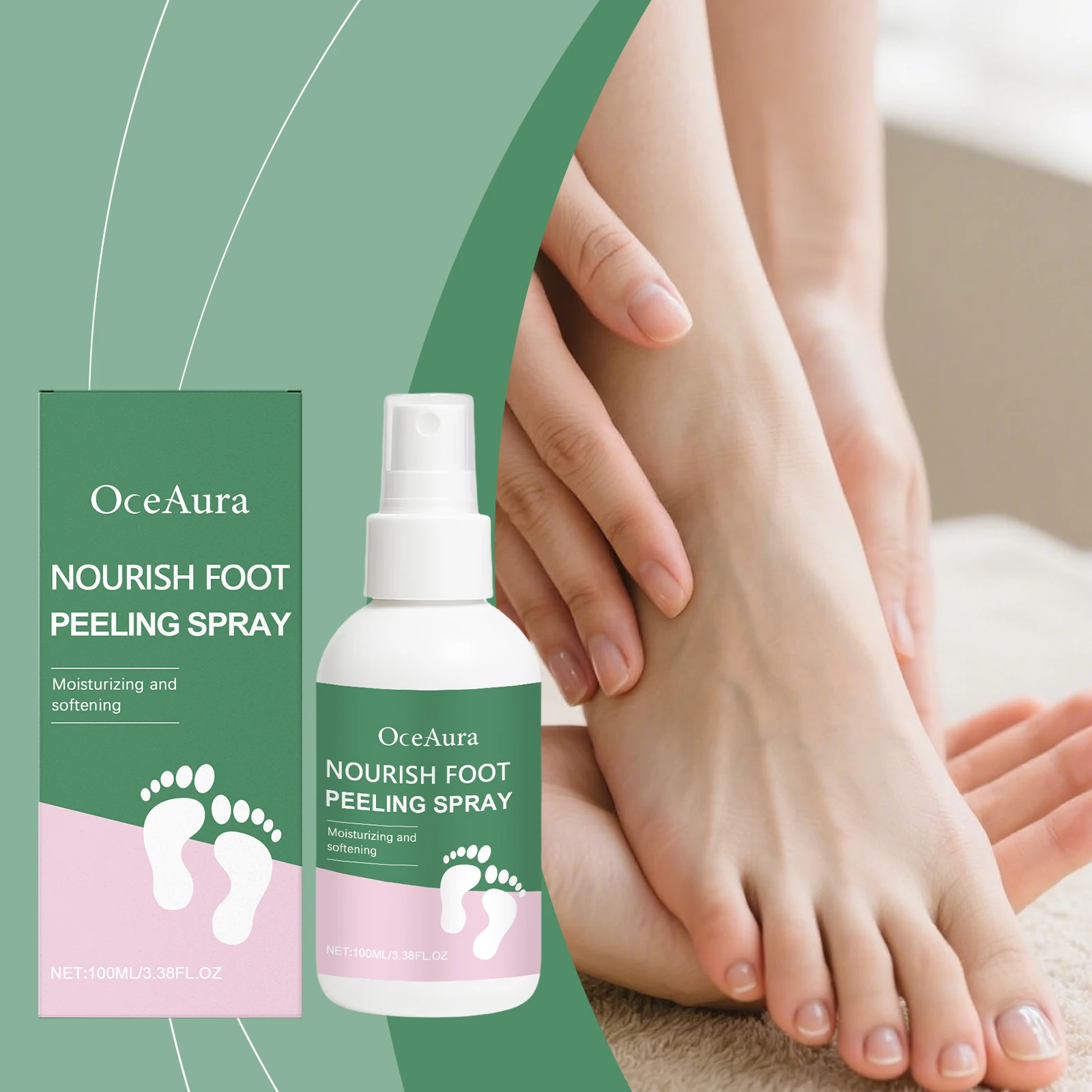 

OCEAURA Foot Exfoliating Spray Deep Clean Relieve Dryness Moisturize Epidermis Massage Skin Improve Roughness Feet Nourish Spray