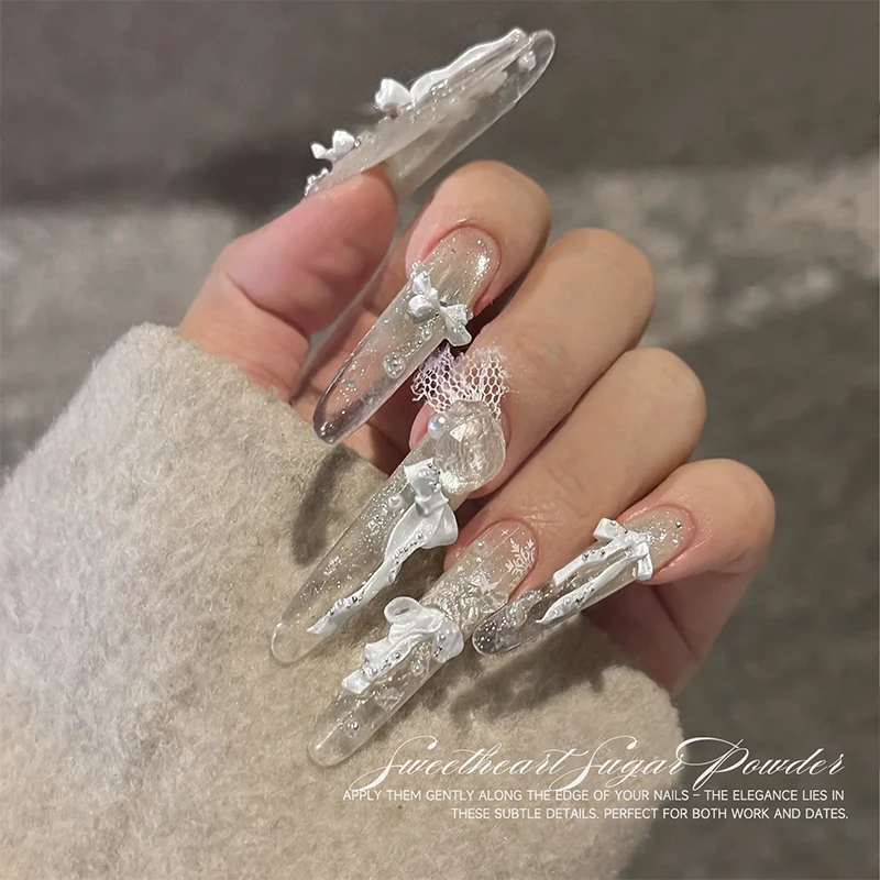 48/72개 네일 새틴 라이트 네일 참 보우노트 주얼리 소프트 카빙 레진 보우 타이 네일 아트 데코레이션 리본 보우 라인스톤