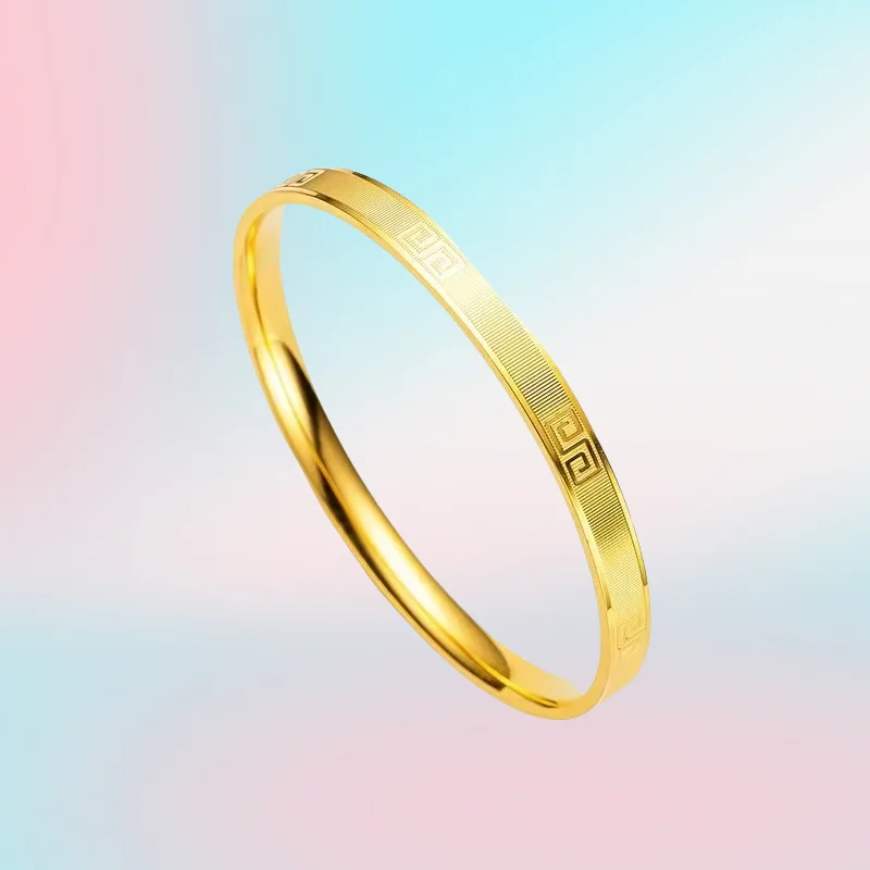 

new 9999 Real Gold 24K Premium Swastika Bracelet Niche Fashion Gold Swastika Ring Closed Bracelet