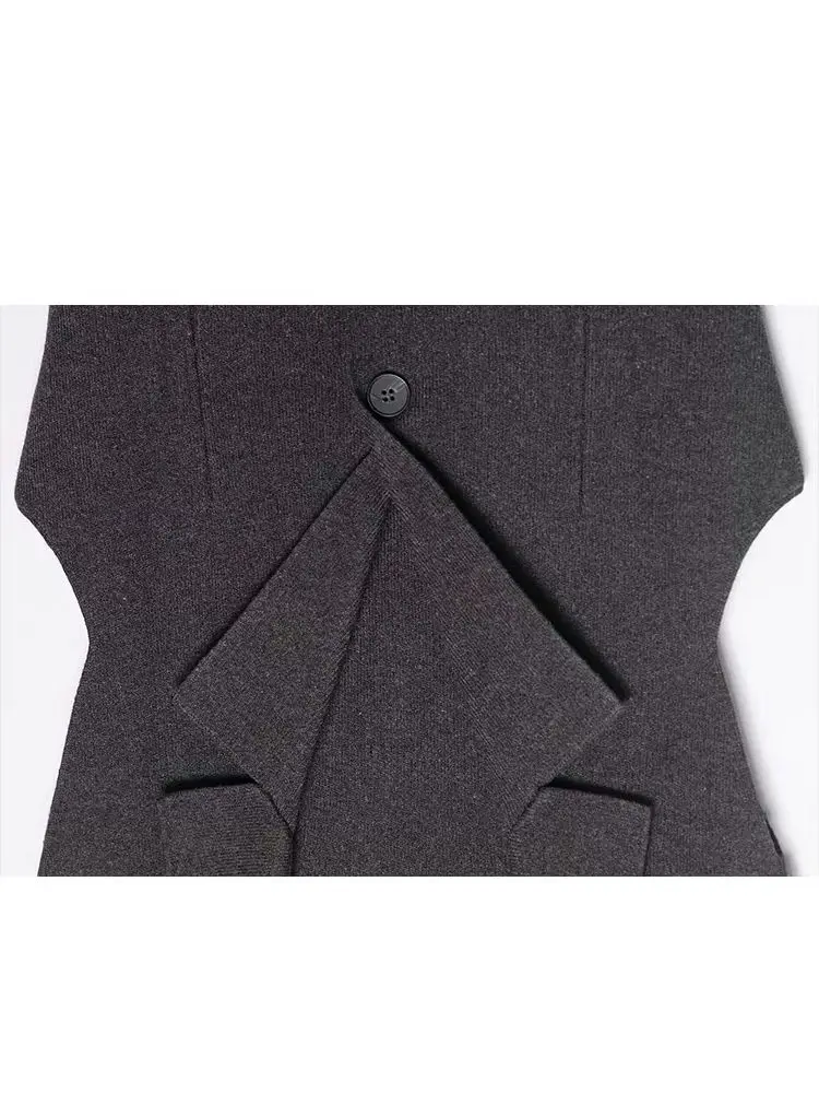 

HH женский новый модный тонкий вязаный жилет без рукавов женский уличный однотонный повседневный универсальный однобортный свитер жилет Mujer