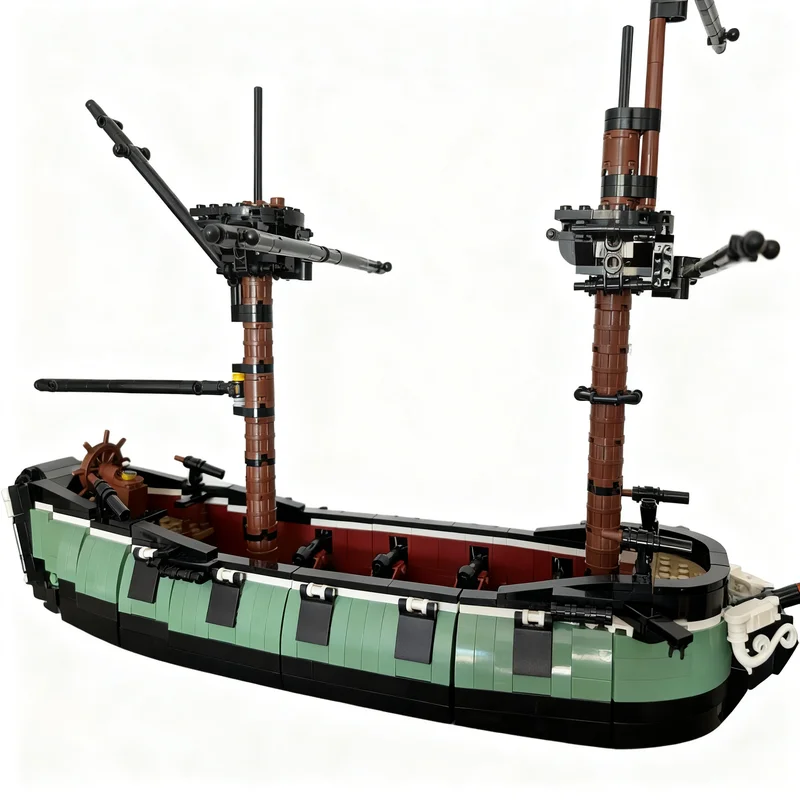 1569pcs MOC The Zephyr 10 Gun Brig Class Sloop Fortuna Color Scheme Model Building Blocks Architecture Toys Christmas Gift 3D