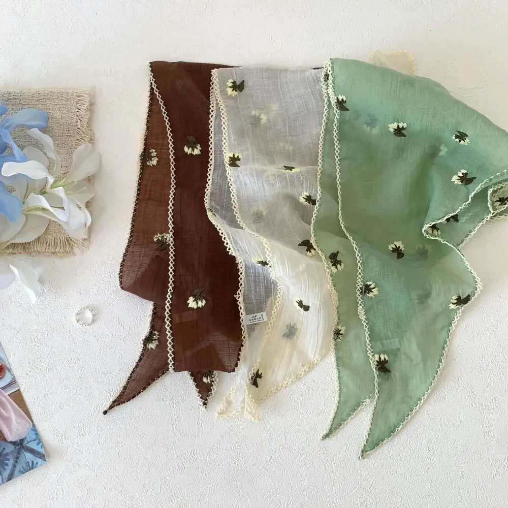 

Кружевной треугольный платок с цветочным принтом, вышивкой в деревенском стиле, тонкая кружевная повязка на голову в пасторальном стиле