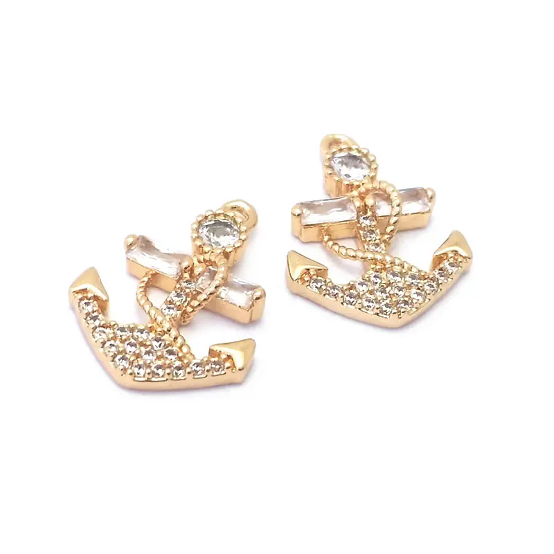 Colgantes de timón de ancla de Color dorado de 18 quilates, suministros de joyería de alta calidad, collar, pendientes, accesorios para mujer