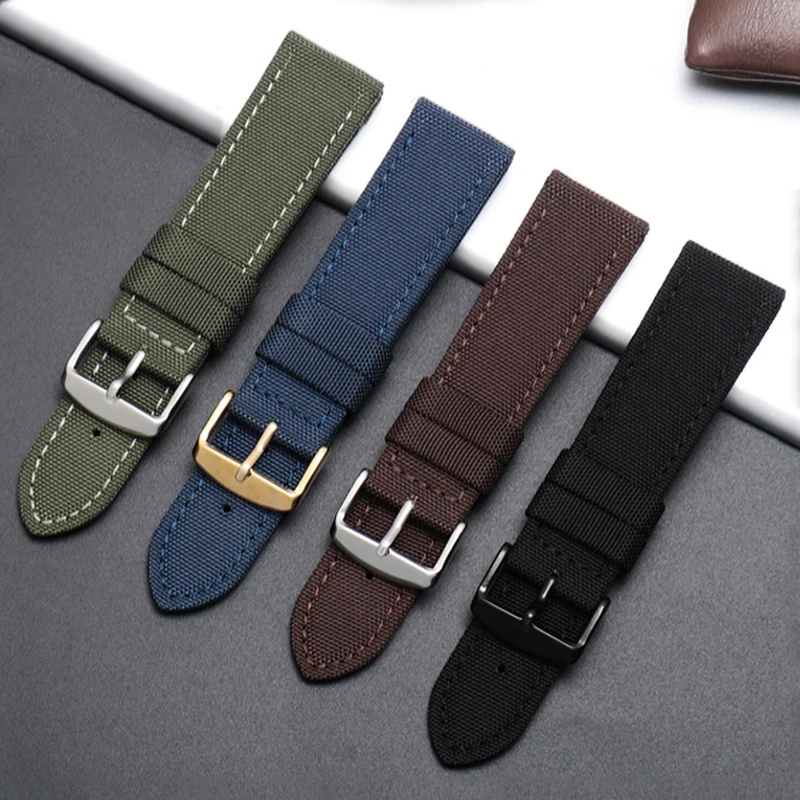 Nylon Watch Belt Substitute EFV 540/506/EFS-S500/510/EFR-303 Series Flat Interface Canvas Watchband 18/20/22/24 mm.