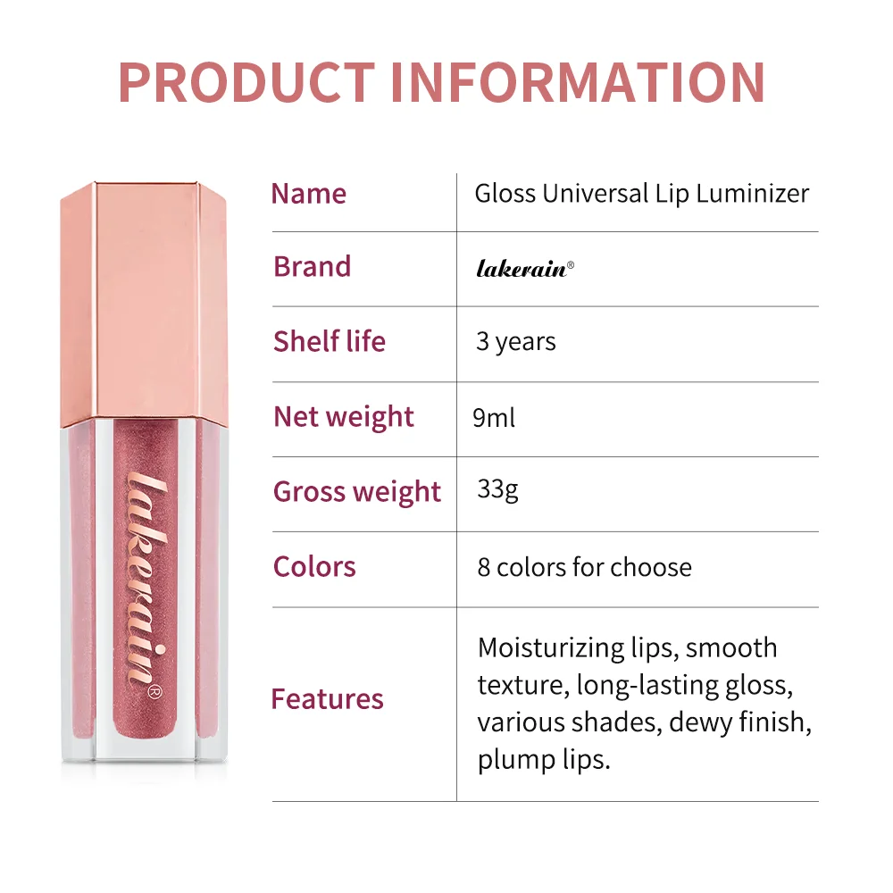 Brillo de labios Universal, luminizador de labios hidratante, ligero y brillante brillo de labios, brillo de lápiz labial líquido duradero, regula la piel del labio, 8 colores