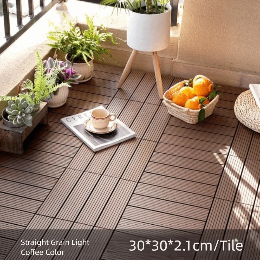 

New Waterproof Outdoor Floor Hardwood Self-Paving Wooden WPC Floor DIY Installation Interlock Terrace Brick Balcony