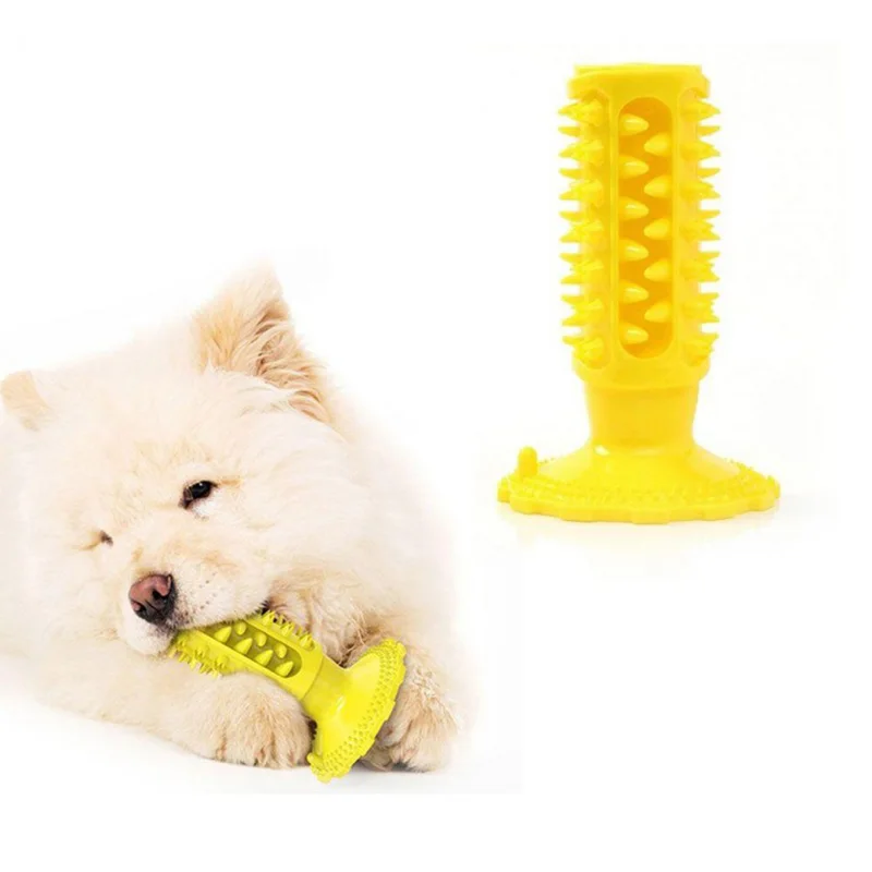 Serrated dental teeth removal play yellow puppy toy bleep