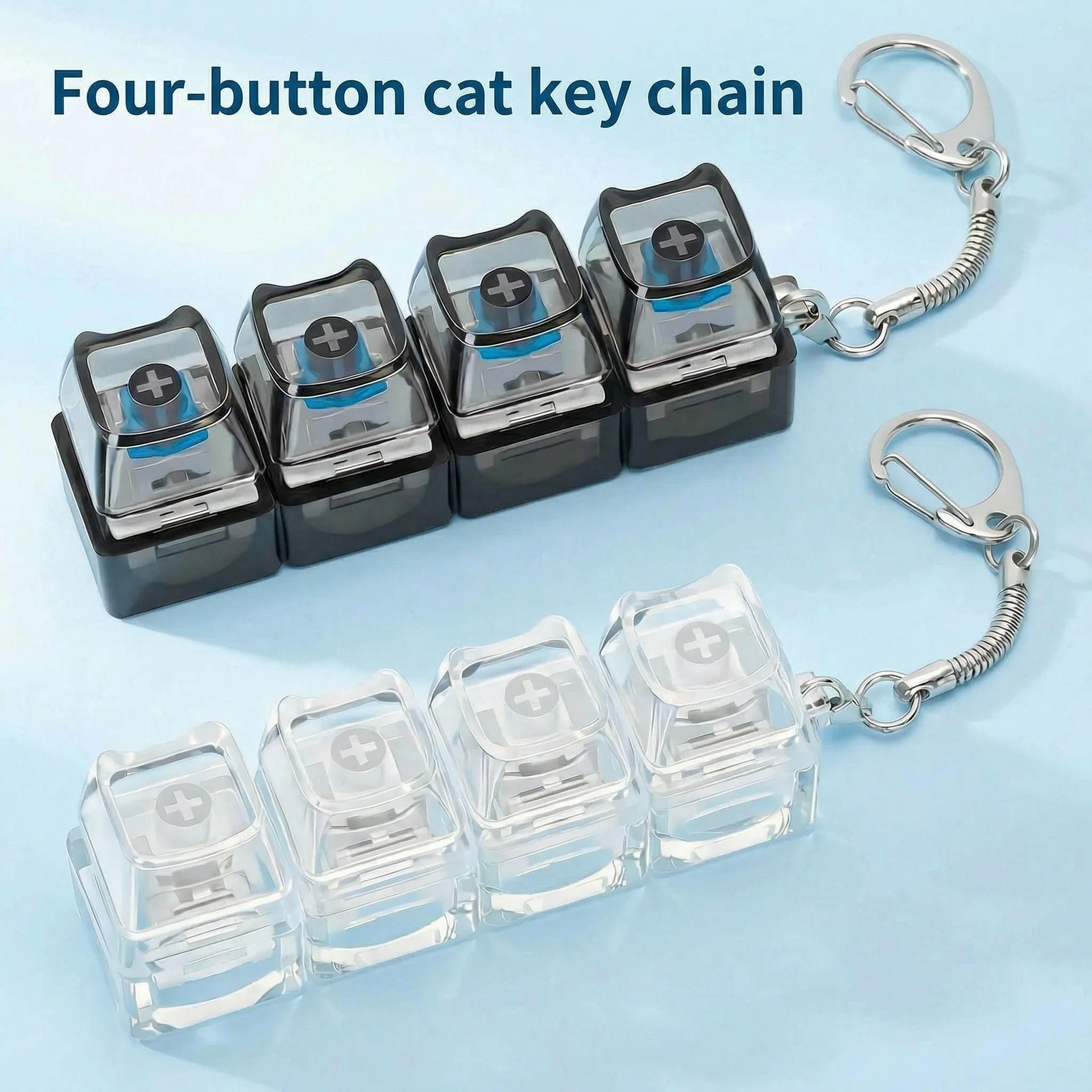 New Fidget finger keyboard keychain toy, clickable button for stress relief, cool office decoration gift