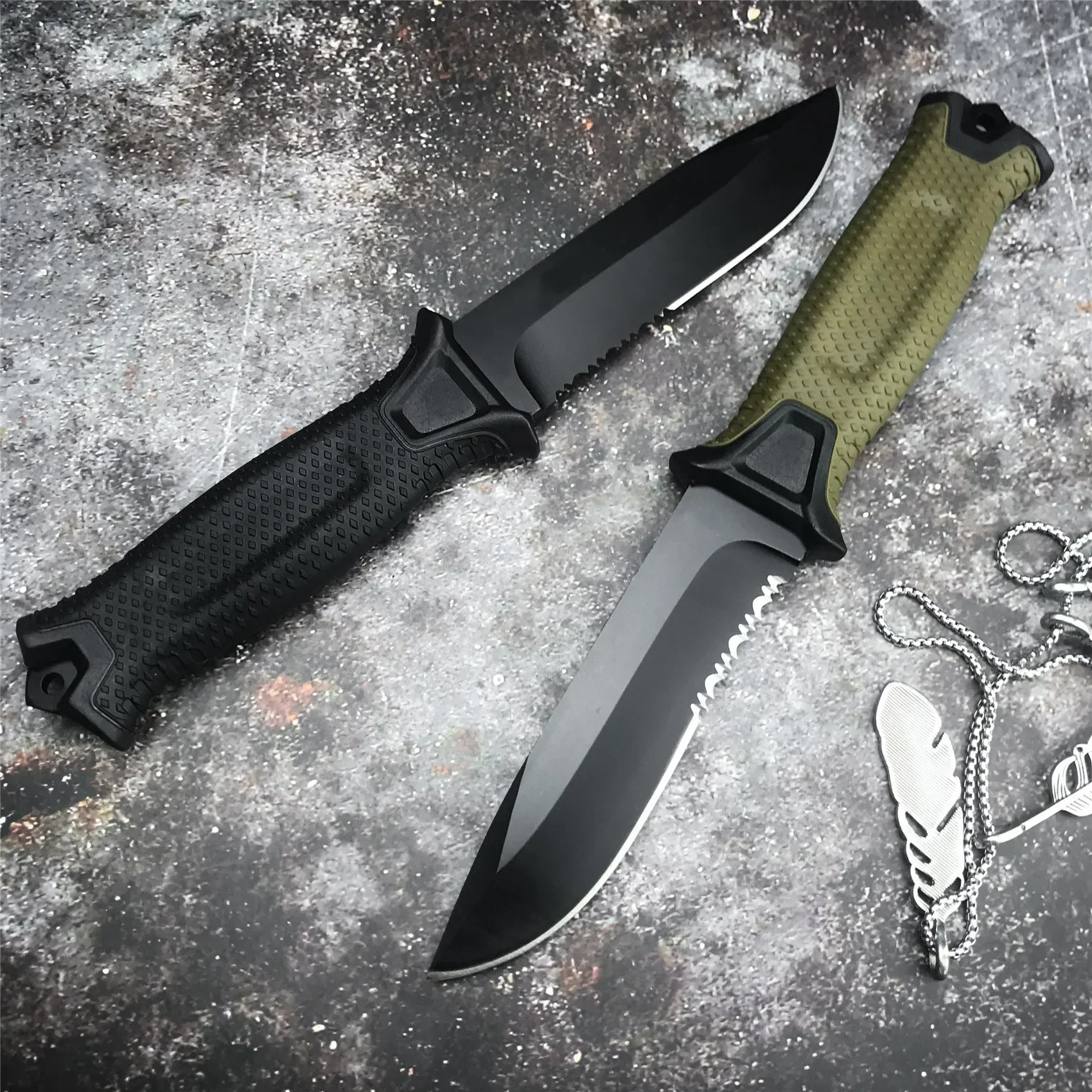 GB G1500 Strongarm Fixed Blade Knife 440C Blade Non-slip FRN Handle Outdoor EDC Tactical Survival Combat Hunting Camping Tool