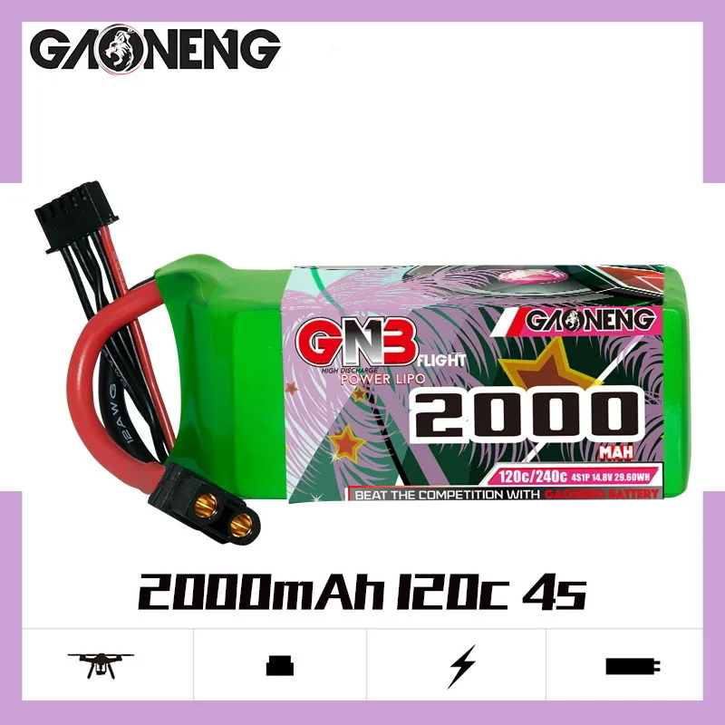 GAONENG Original GNB 14.8V 2000mAh 120C/240C Lipo Battery For RC Helicopter Quadcopter FPV Racing Drone Spare Parts 4S Battery