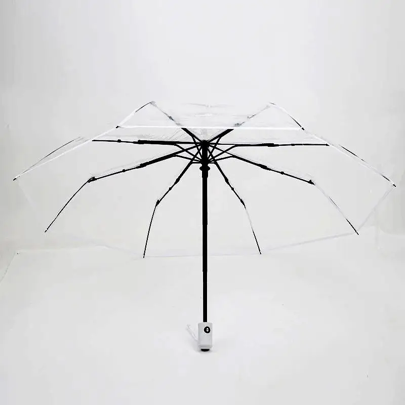 Automatischer Klarer Bubble-Regenschirm im Koreanischen Stil, Transparenter Reise-Kuppelschirm für Frauen und Mädchen - Schutz bei Regen und Wind – Detail 7