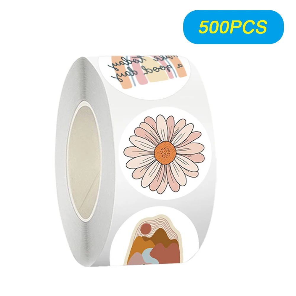 

500pcs/roll Cute Bohemian Style Cartoon Sealing Stickers Boho Aesthetic Art Decals Decoration DIY Phone Luggage Sticker Kids Toy