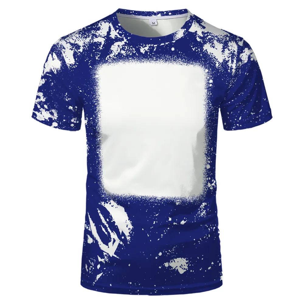 2023 Hot Sell Sublimation Blank Colorful Faux Bleached Polyester T-shirts Man Women Kids Casual Short Sleeve Summer Tops Tee