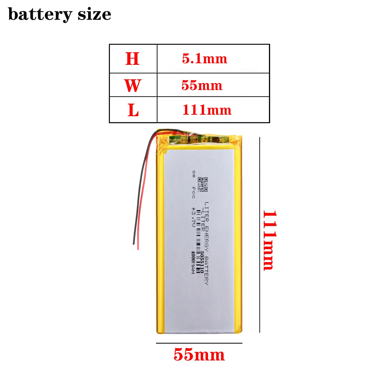 3.7 V lithium polymer battery 4000 mah large-capacity PDA tablet PC MID 5055110