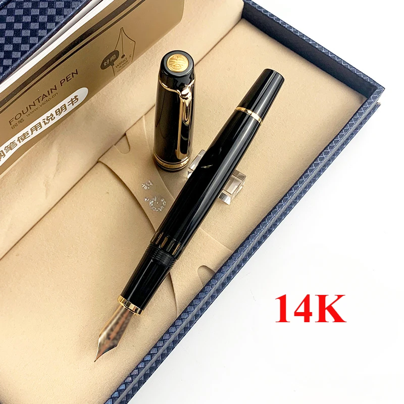 Yongsheng 629 Junfeng 14k Gold Pen 32 Daming Tip Fountain Pen  Resin Differential Piston Ink Absorbing Long Knife Calligraphy