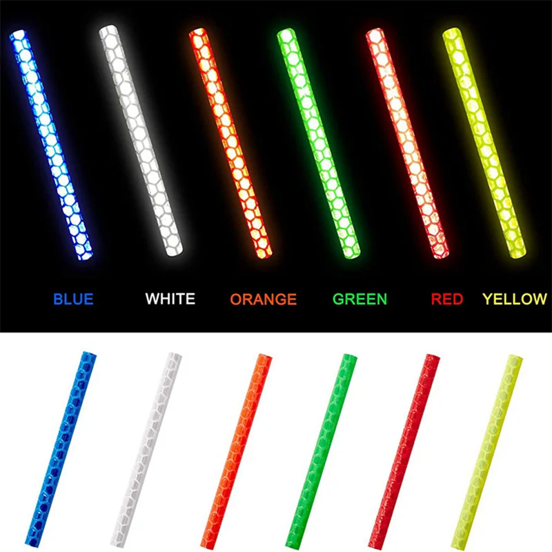 12PCS/Bag Bicycle Wheel Spokes Reflective Sticker Tube Strip Warning Light DIY 7.5cm MTB Cycling Reflector Reflective Safety Kit