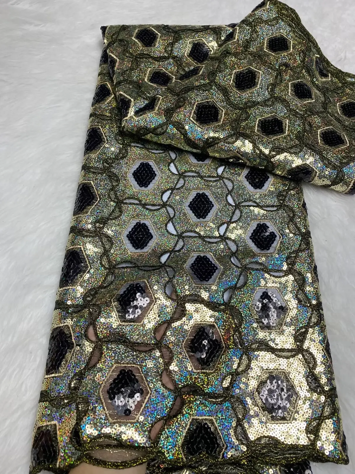 French Mesh Lace Fabric Sequins Bride Dress 2025 High Quality African Lace Fabric 5 Yards Nigerian Tulle Lace Sew -FY